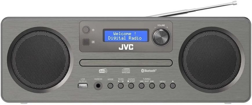 Музична система All-in-one JVC RD-E816B DAB чорно-сіра, CD-плеєр, Bluetooth, тюнер FM/DAB+, будильник, входи USB-A 2018635 фото