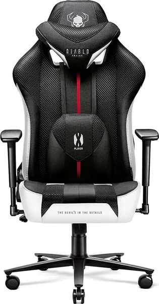 Комп'ютерне крісло для геймера Diablo Chairs X-Player 2,0 Normal Size Black/White 312225 фото
