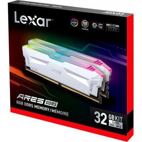 Пам'ять для настільних комп'ютерів Lexar 32 GB (2x16GB) DDR5 6400 MHz Ares Gaming White RGB (LD5EU016G-R6400GDWA) 033871 фото