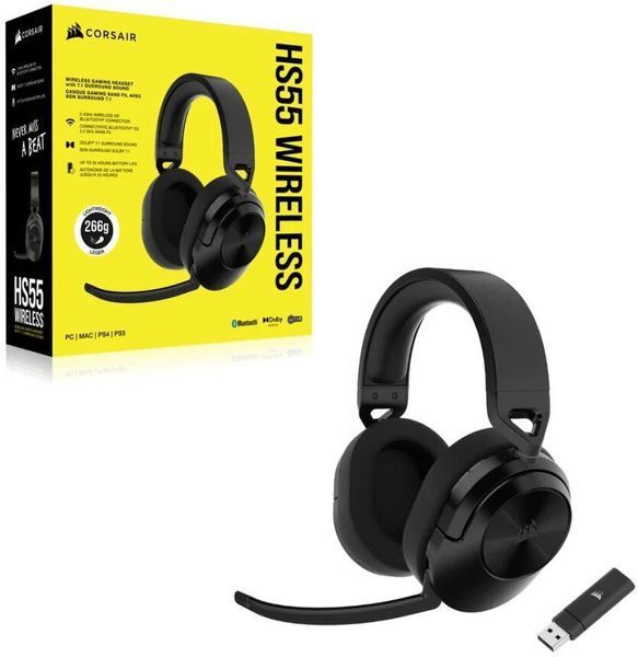 Навушники CORSAIR HS55 Бездротові, Накладні, Об'ємний звук Чорний 549924 фото
