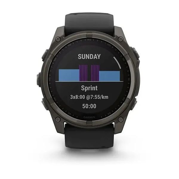 Смарт-годинник Garmin Fenix 8 51mm Solar Sapphire Carbon Gray DLC Titanium w. Black/Pebble Gray S. Band (010-02907-10/11/7) 613058 фото