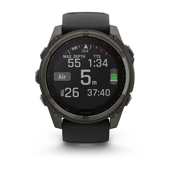 Смарт-годинник Garmin Fenix 8 51mm Solar Sapphire Carbon Gray DLC Titanium w. Black/Pebble Gray S. Band (010-02907-10/11/7) 613058 фото