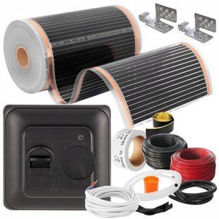Пленка греющая инфракрасная MISSION AIR Black Silver PTC 160 Вт/м&sup2; 6 м&sup2; шир. 50 см + регулятор Aries Черный e2310659 фото