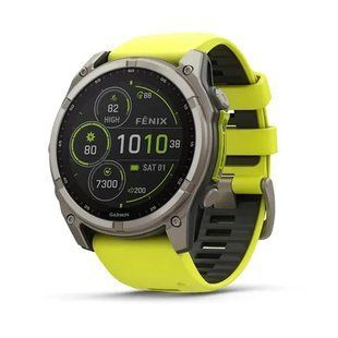 Смарт-годинник Garmin Fenix 8 51mm Solar Sapphire Titanium w. Amp Yellow/Graphite Silicone Band (010-02907-20/21) 613059 фото