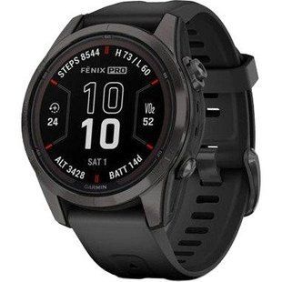 Смарт-годинник Garmin Fenix 7S Pro Sapphire Solar Carbon G. DLC Tit. with Black Band (010-02776-10/11/54) 035058 фото