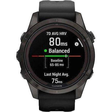 Смарт-годинник Garmin Fenix 7S Pro Sapphire Solar Carbon G. DLC Tit. with Black Band (010-02776-10/11/54) 035058 фото