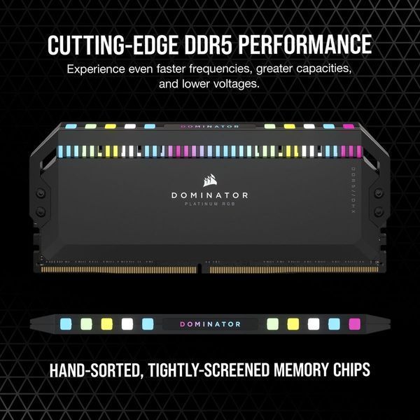 Память для настольных компьютеров Corsair 64 GB (2x32GB) DDR5 6000 MHz DOMINATOR PLATINUM RGB 027652 фото