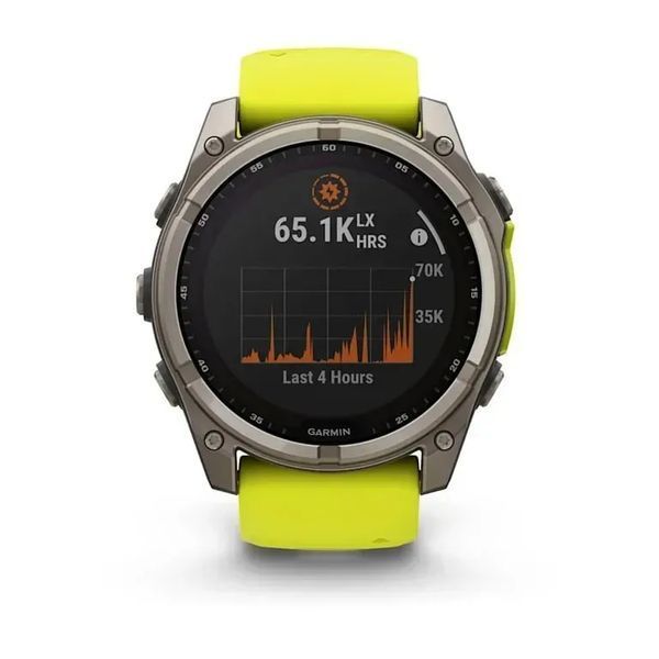 Смарт-часы Garmin Fenix 8 51mm Solar Sapphire Titanium w. Amp Yellow/Graphite Silicone Band (010-02907-20/21) 613059 фото