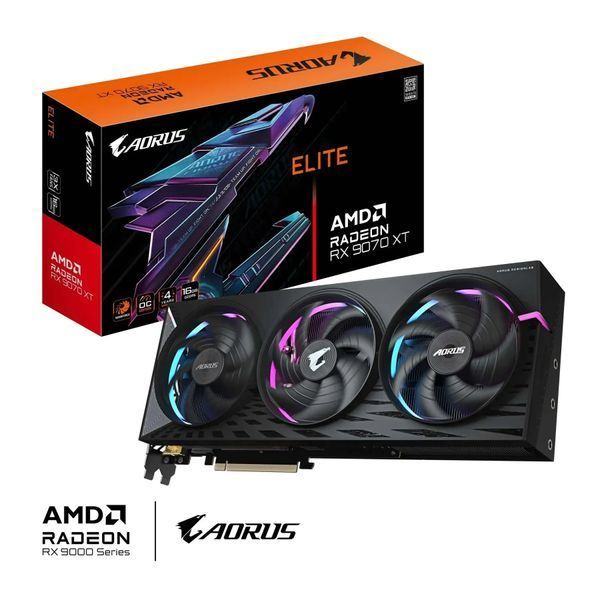 Відеокарта Gigabyte Aorus Radeon RX 9070 XT Elite 16G (GV-R9070XTAORUS E-16GD) 572295 фото