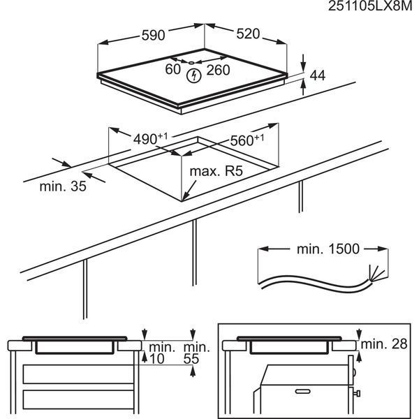 Індукційна варильна панель AEG TH64IB30FB 8000 Sense Boil+Fry SLIM-FIT 60 см 2115340 фото