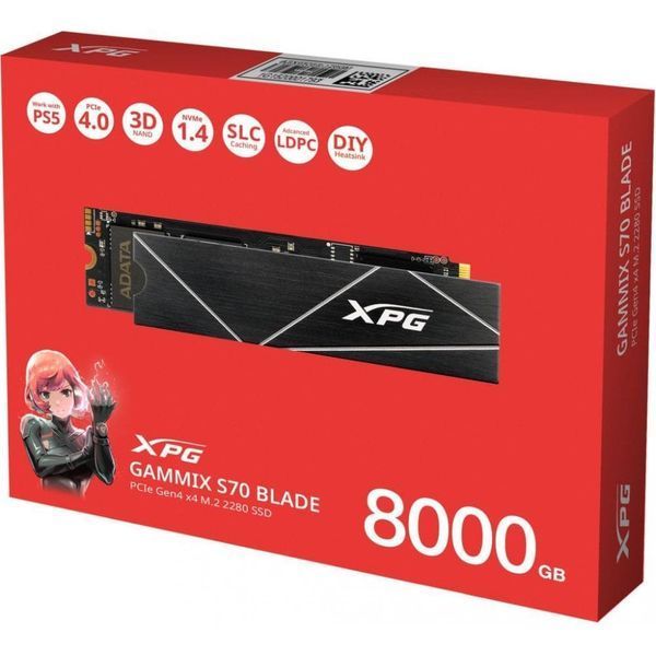 SSD накопитель ADATA XPG Gammix S70 Blade 8TB (AGAMMIXS70B-8000G-CS) 001839 фото