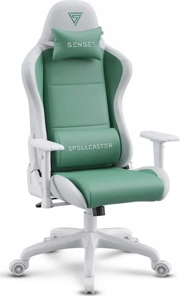 Компьютерное кресло для геймера Sense7 Spellcaster Fuku PU White/Green 606562 фото