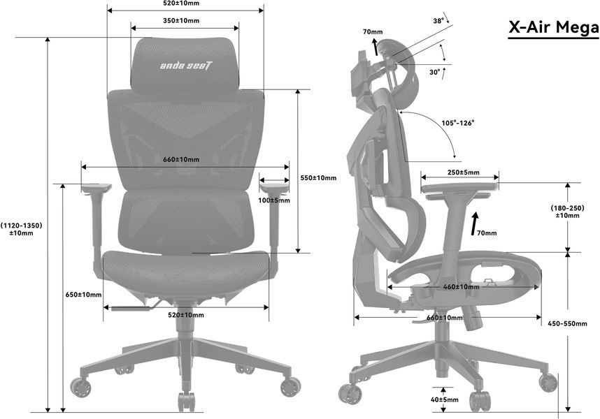 Игровое кресло ANDA SEAT X-Air Mega XL Черный 1135263 фото