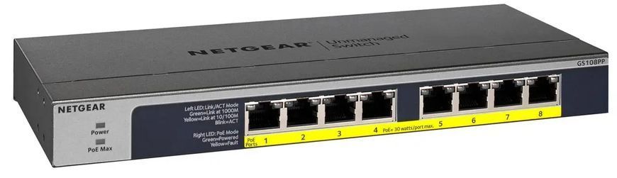Комутатор некерований Netgear GS108PP (GS108PP-100EUS) 017808 фото