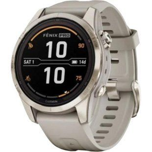 Смарт-годинник Garmin Fenix 7S Pro Sapphire Solar Soft Gold w. Light Sand Band (010-02776-14/15) 035059 фото