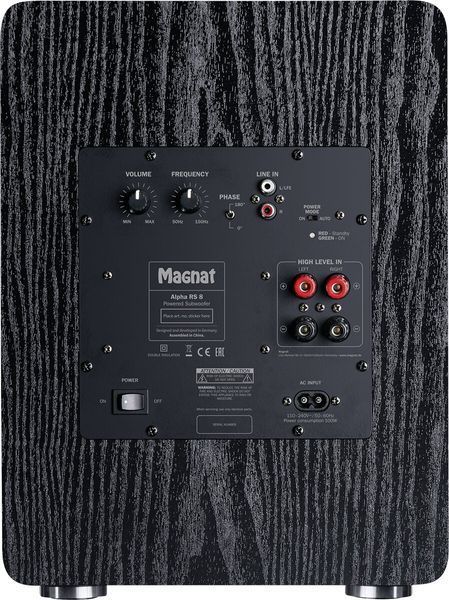Сабвуфер MAGNAT Alpha RS 8 Чорний, Активний, 80 Вт, 12" Випромінювач спереду, Тип Фазоінвертор з портами AirFlex, Корпус МДФ 368629 фото