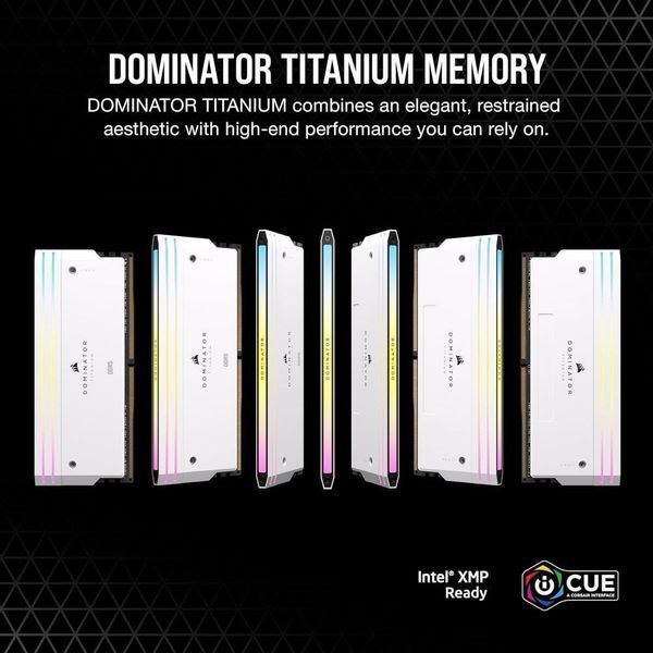 Память для настольных компьютеров Corsair 64GB (2x32GB) DDR5 6000MHz Dominator Titanium RGB (CMP64GX5M2B6000C30W) 027653 фото